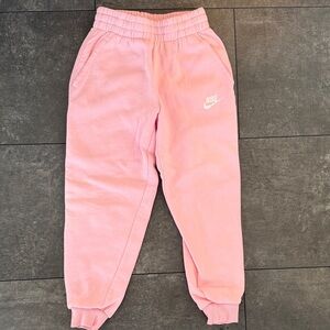 Nike Girls Soft Pink Fleece Joggers with Logo